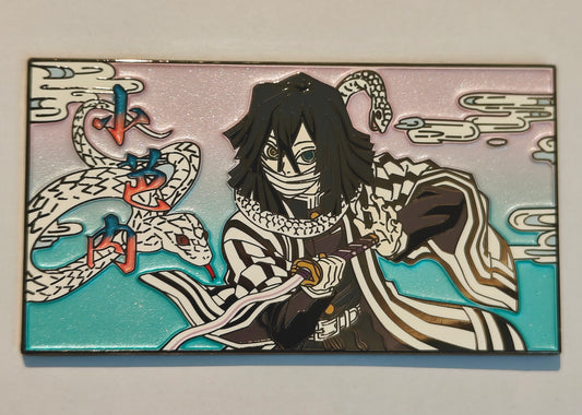 Demon Slayer Obanai Iguro Hard Enamel Limitation Pin | Serpent Hashira with Snake, Anime Collectible Badge