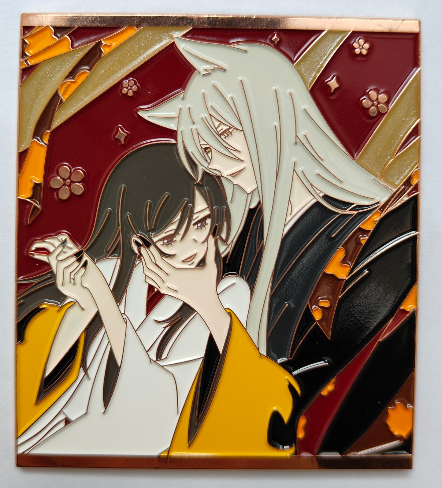 Hard Enamel Limitation Pin - Kamisama Kiss Tomoe & Nanami Romantic Kimono Scene with Cherry Blossom & Maple Leaf Accents