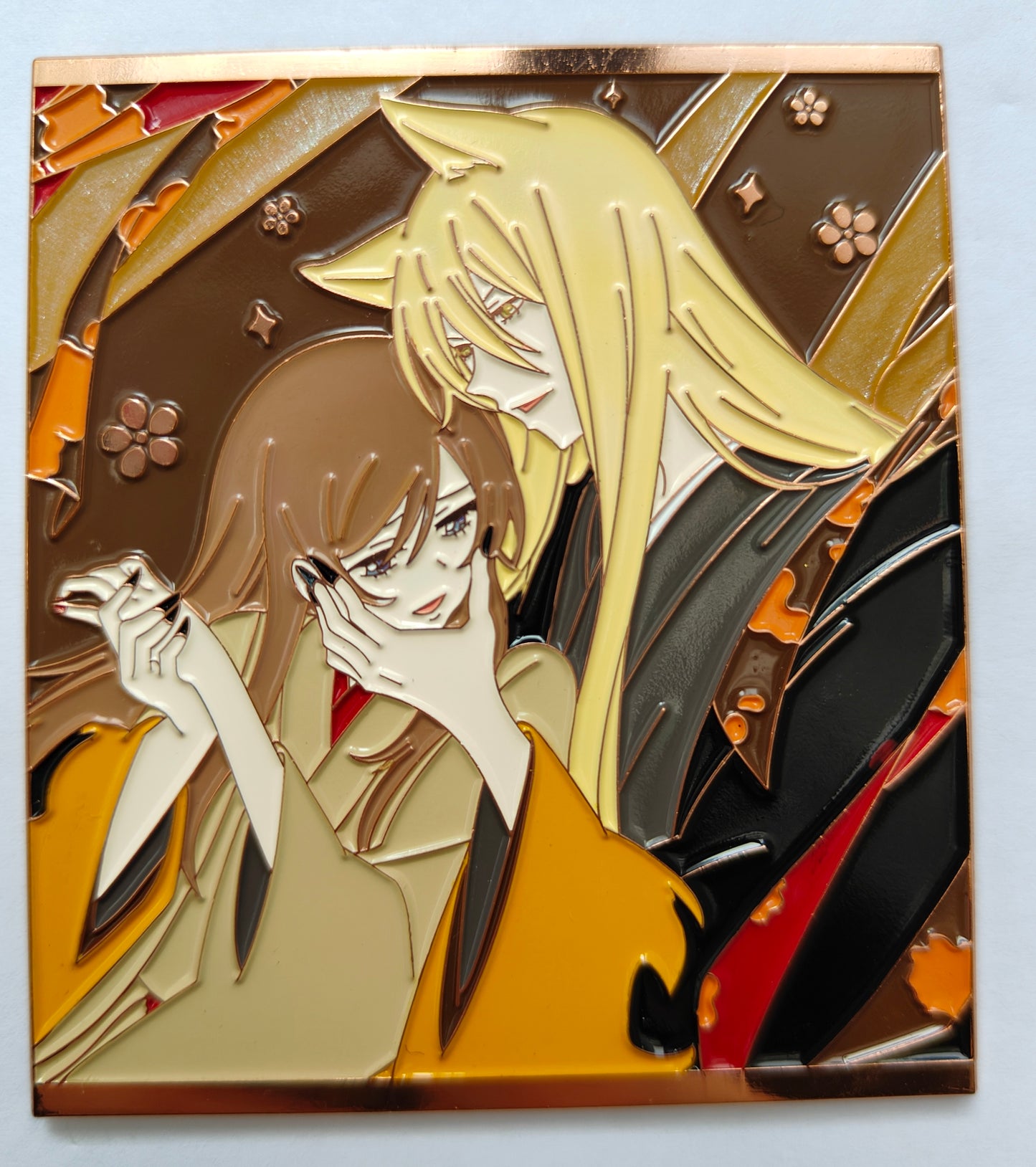 Hard Enamel Limitation Pin - Kamisama Kiss Tomoe & Nanami Romantic Kimono Scene with Cherry Blossom & Maple Leaf Accents