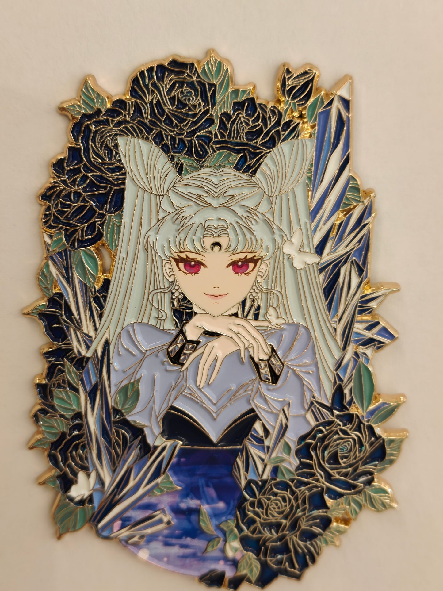 Premium Sailor Moon Black Lady Rose Crystal Hard Enamel Limitation Pin - Limited Edition