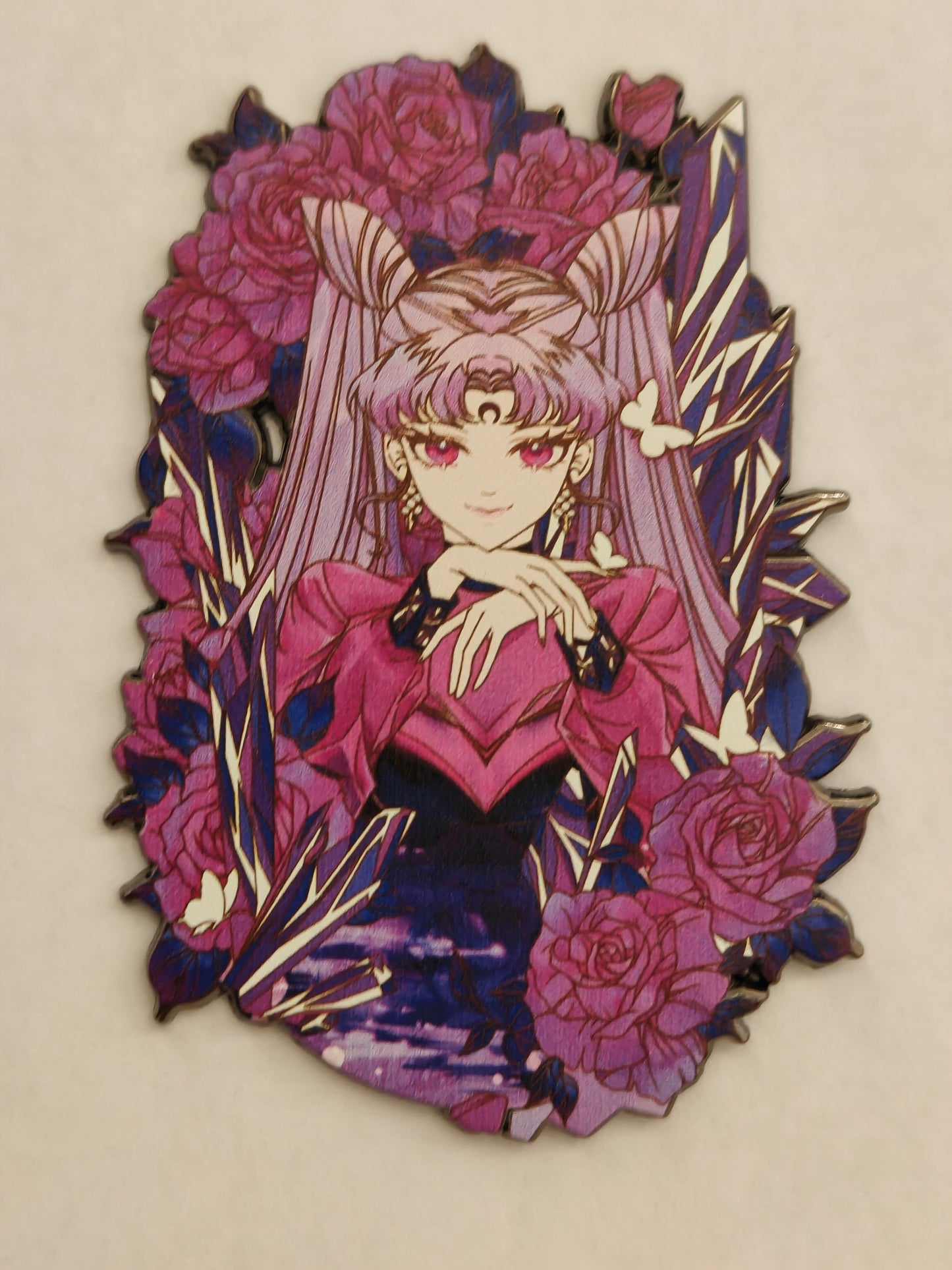 Premium Sailor Moon Black Lady Rose Crystal Hard Enamel Limitation Pin - Limited Edition