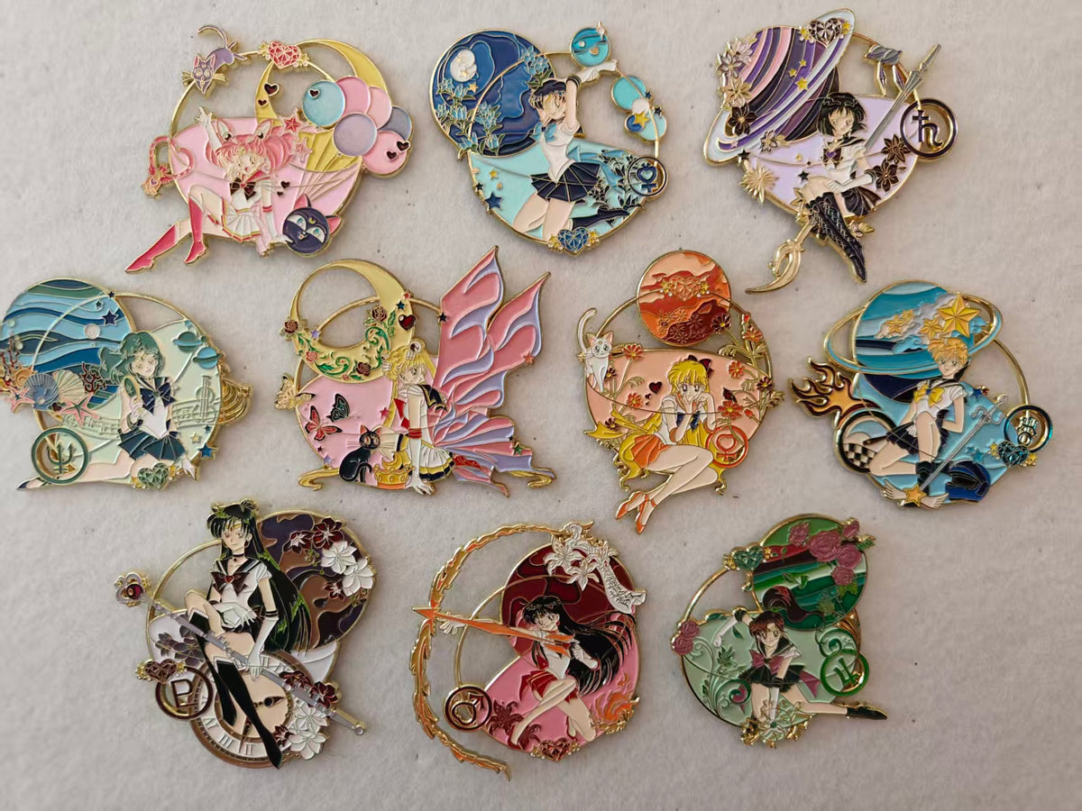 Sailor Moon Outer Inner Solar System Scouts Full Set Hard Enamel Limitation Pin | Anime Collectible Pins