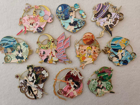 Sailor Moon Outer Inner Solar System Scouts Full Set Hard Enamel Limitation Pin | Anime Collectible Pins