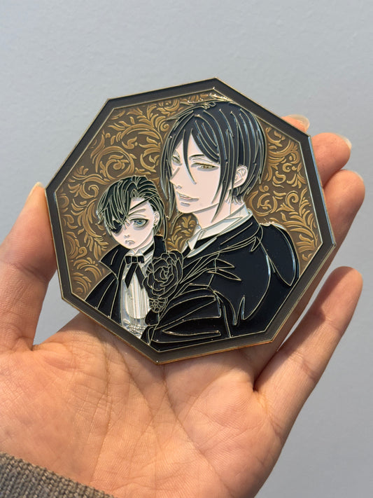 Black Butler Vintage Elegance Hexagonal Enamel Pin