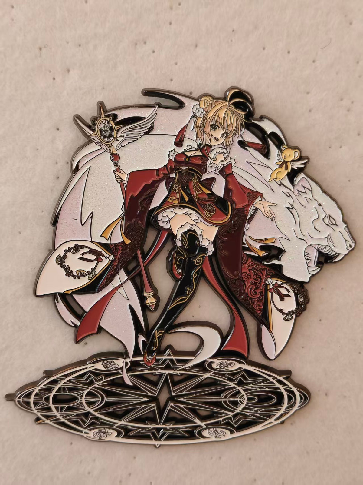 Fantasy Mage Girl Hollow Cutout Hard Enamel Limitation Pin, Minor Flaw Discount Collectible Lapel Pin